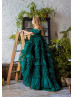 Green Tulle Ruffled Flower Girl Dress Christmas Dress